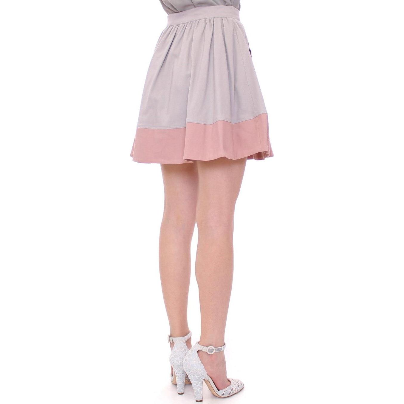 Comeforbreakfast | Pink Gray Mini Short Pleated Skirt | McRichard Designer Brands