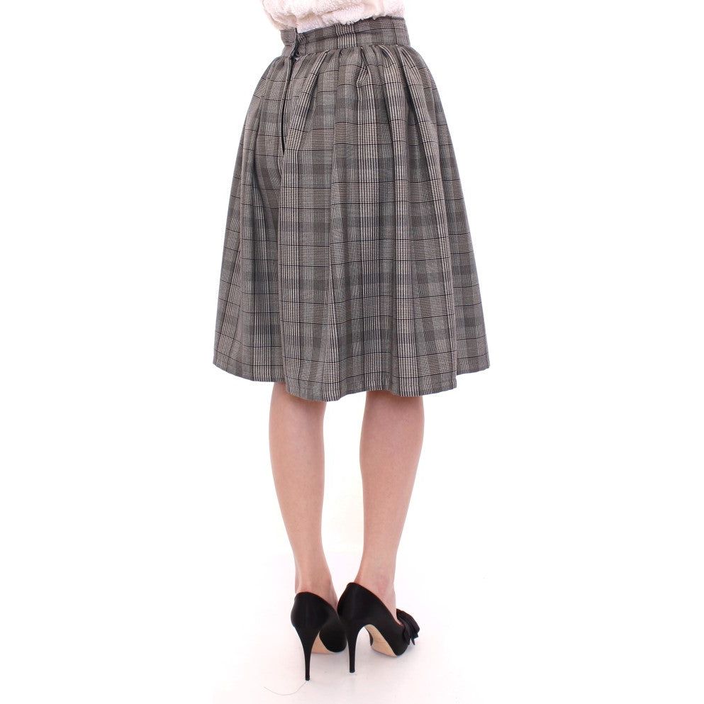 NOEMI ALEMÁN | Gray Checkered Wool Shorts Skirt | McRichard Designer Brands