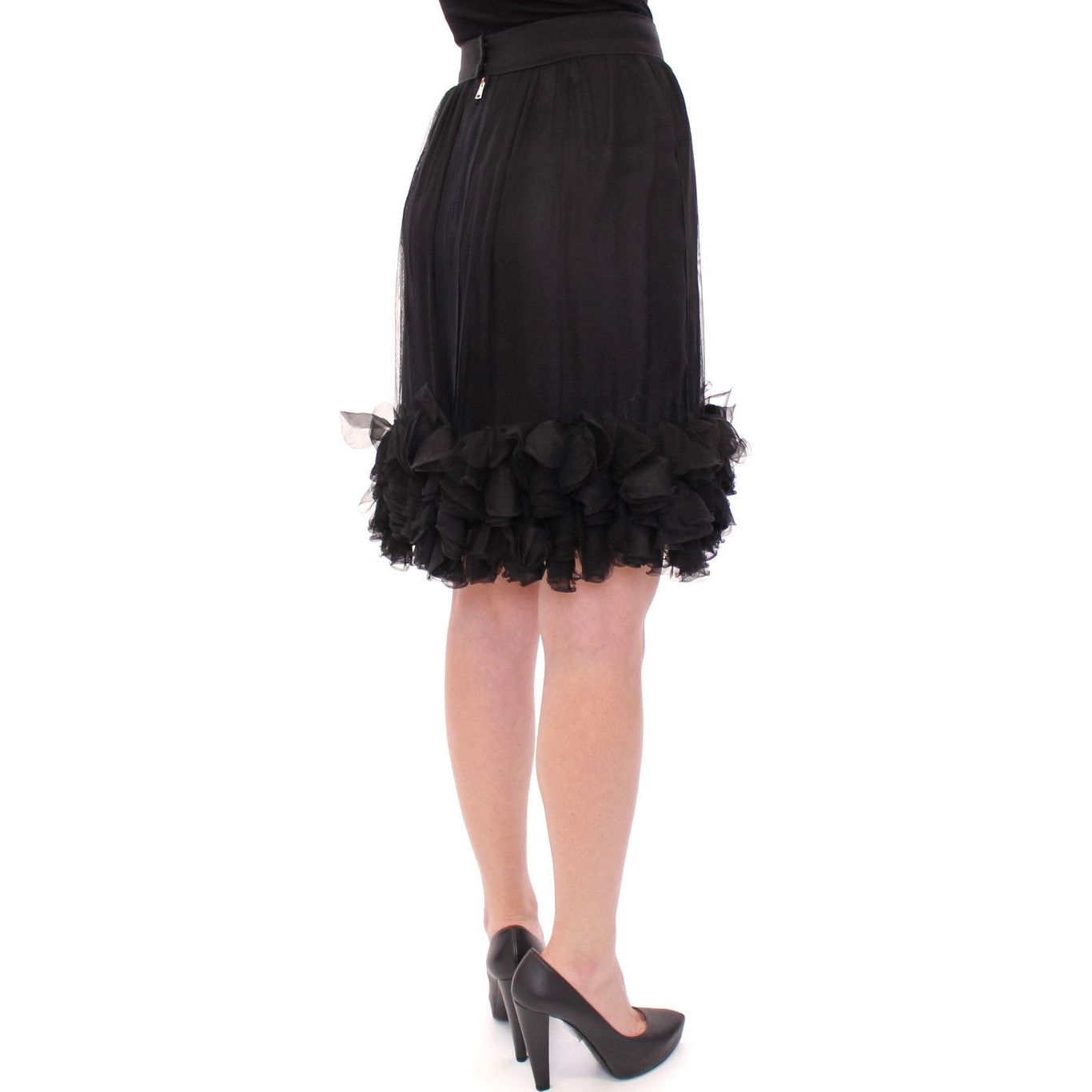 Dolce & Gabbana | Black Silk Transparent Above Knees Skirt | McRichard Designer Brands