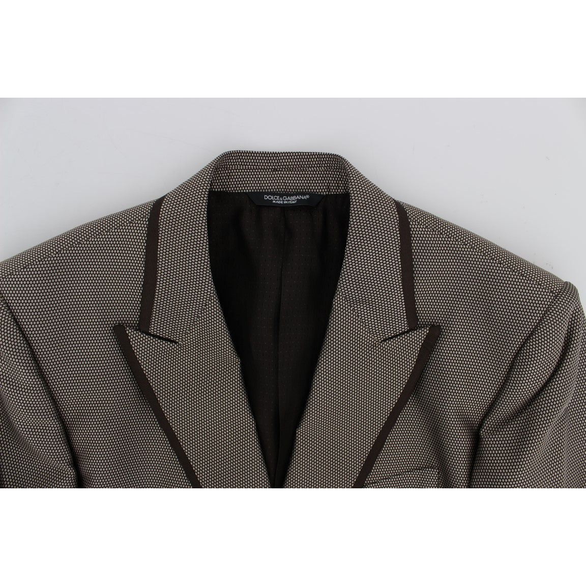 Dolce & Gabbana | Brown Slim Fit Silk Two Button Blazer | McRichard Designer Brands