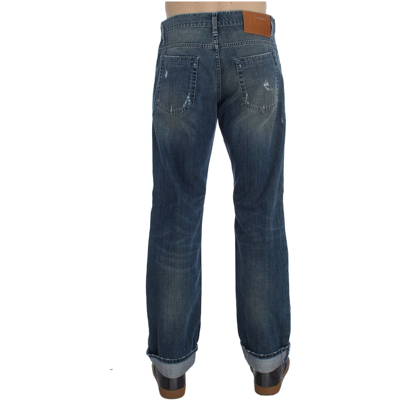 Acht | Blue Wash Cotton Denim Regular Fit Jeans | McRichard Designer Brands