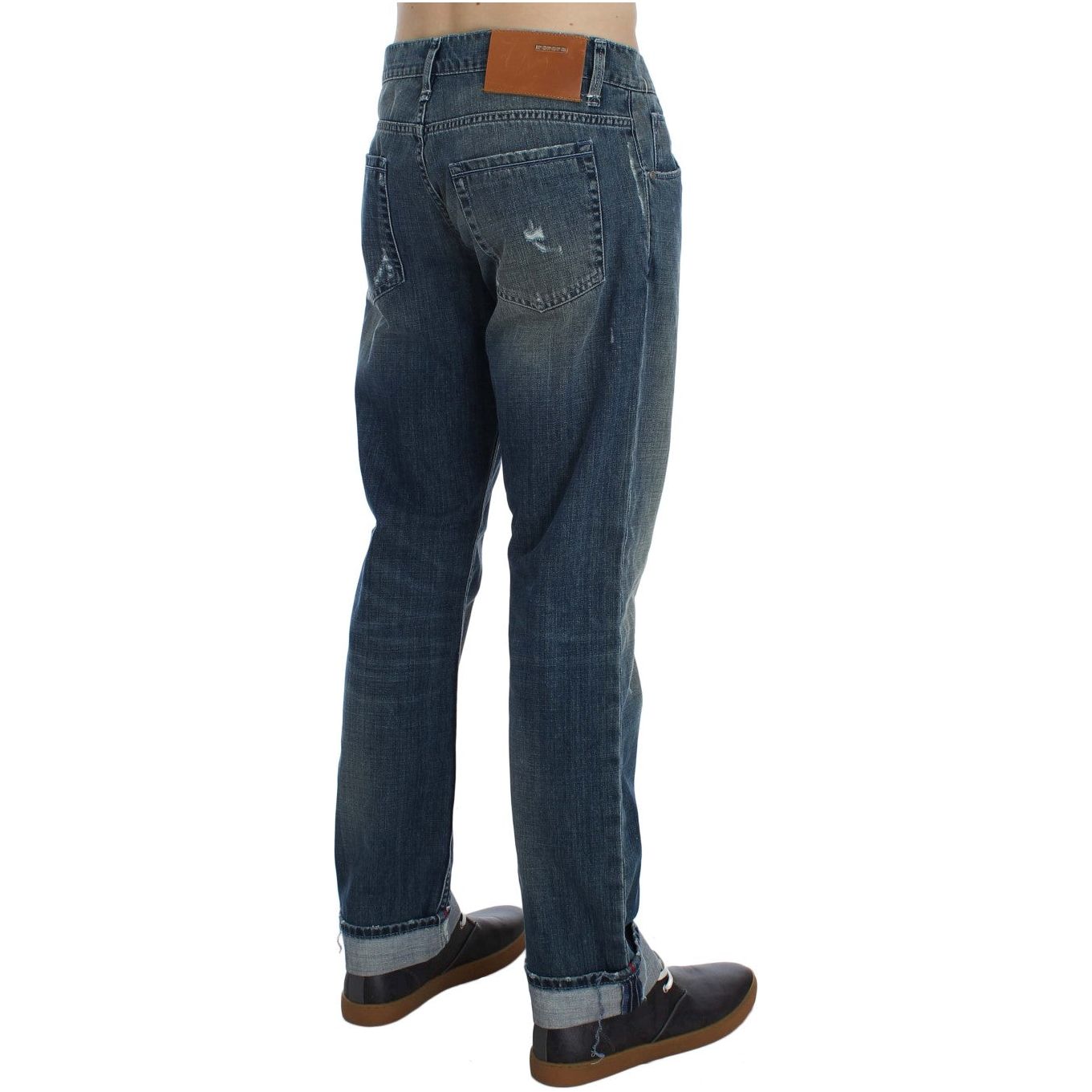 Acht | Blue Wash Cotton Denim Regular Fit Jeans | McRichard Designer Brands
