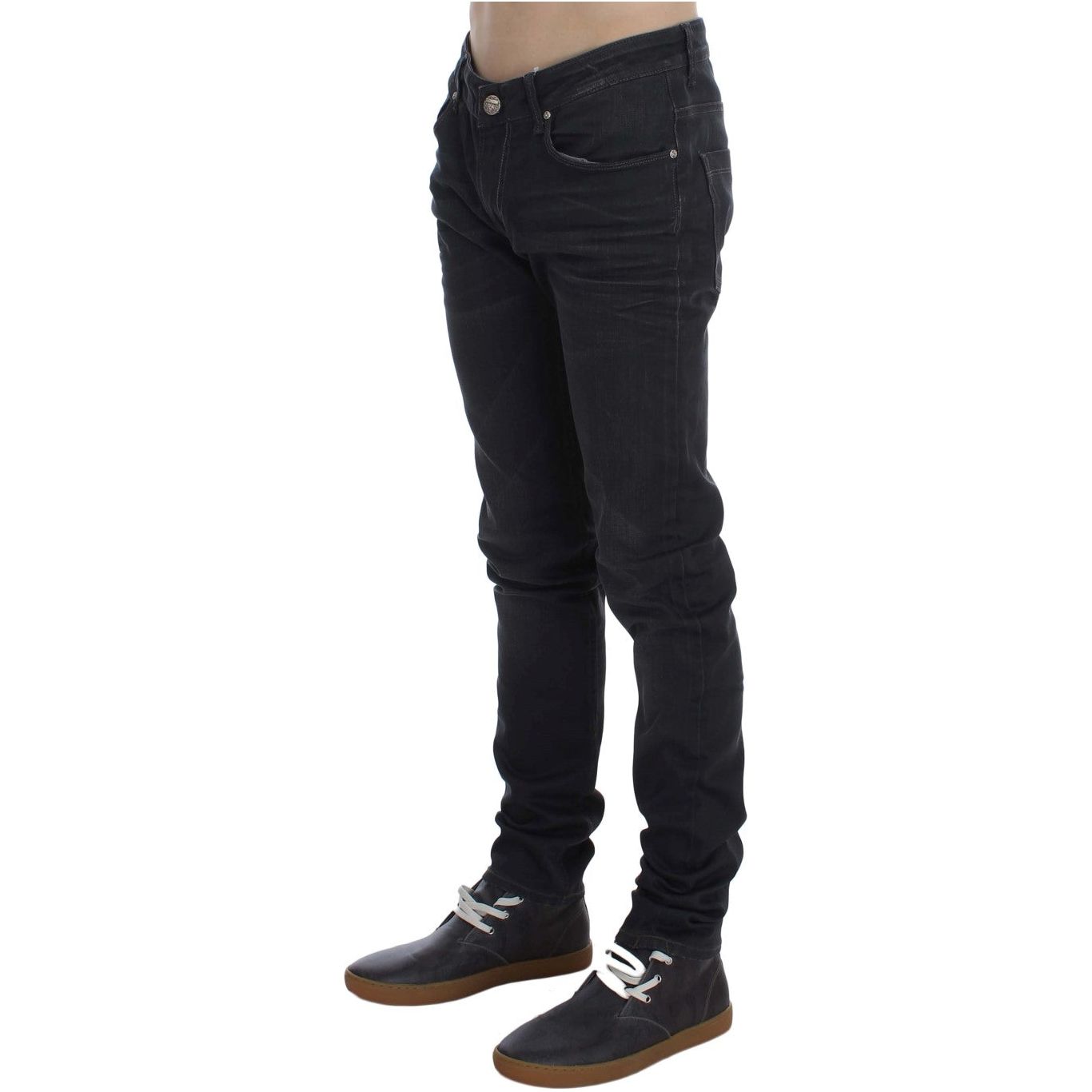 Acht | Gray Cotton Stretch Slim Fit Jeans | McRichard Designer Brands