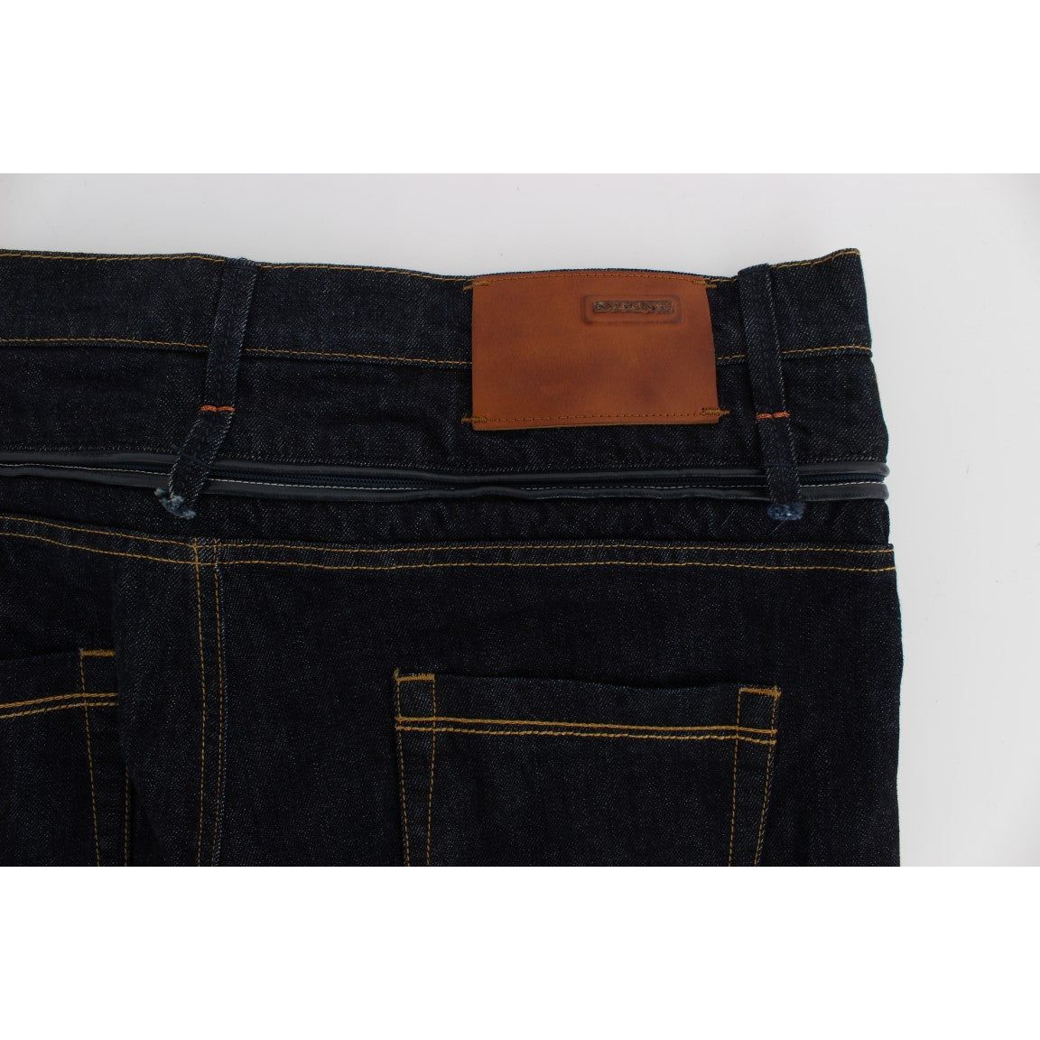 Acht | Blue Cotton Regular Straight Fit Jeans | McRichard Designer Brands