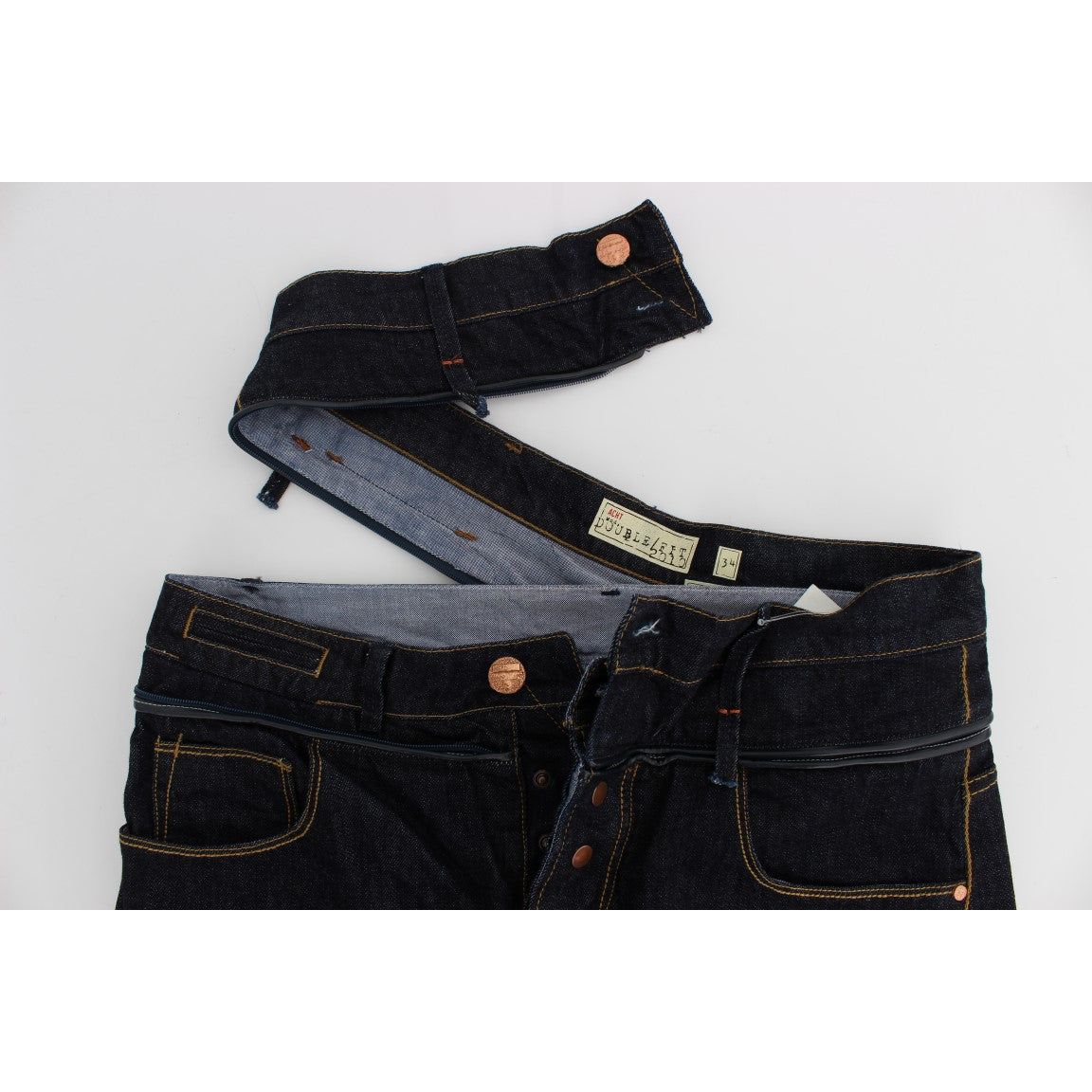 Acht | Blue Cotton Regular Straight Fit Jeans | McRichard Designer Brands