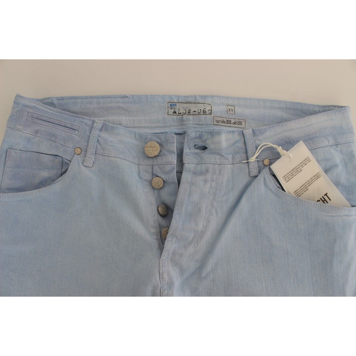 Acht | Blue Cotton Stretch Low Waist Fit Jeans | McRichard Designer Brands