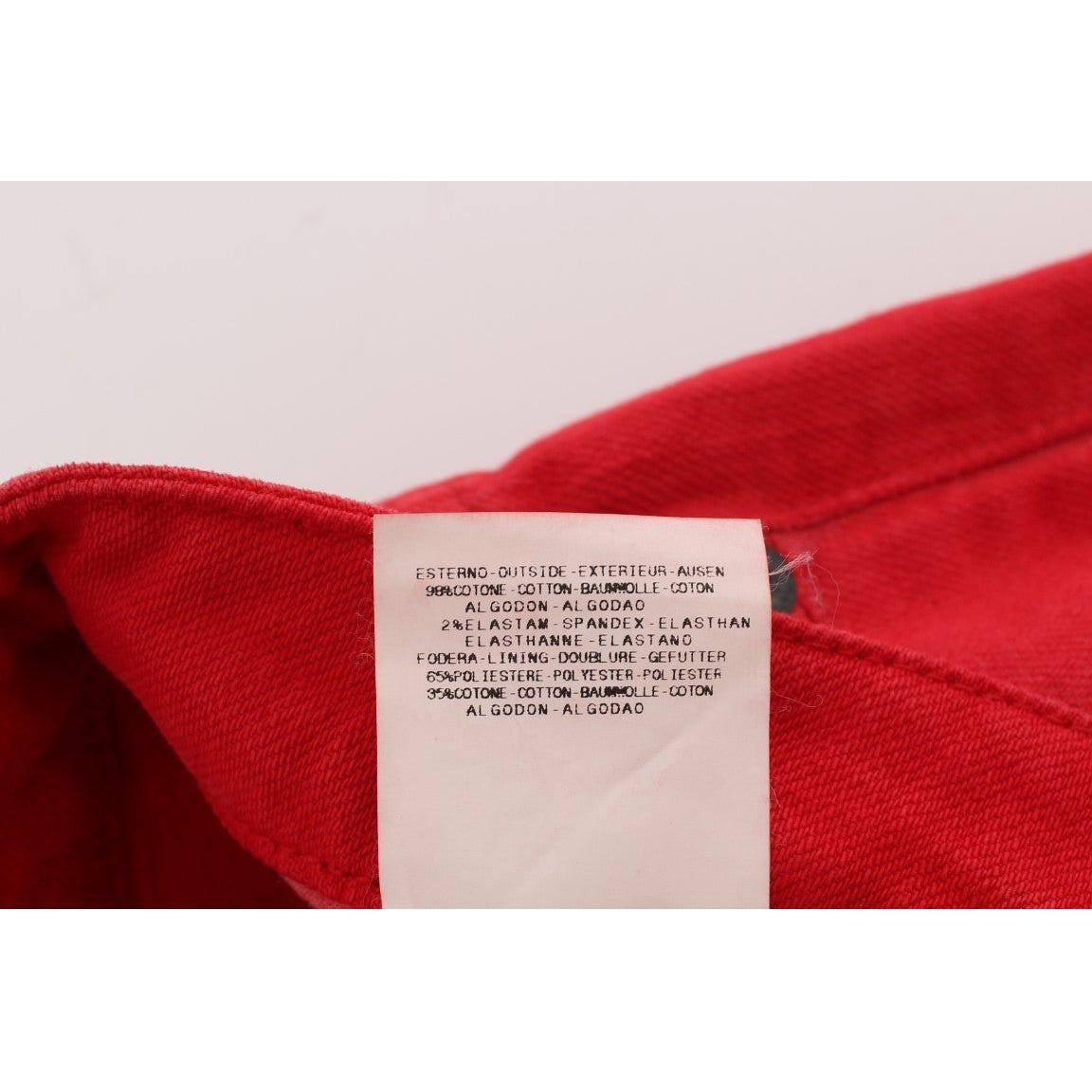 Costume National | Red Cotton Blend Super Slim Fit Jeans | McRichard Designer Brands