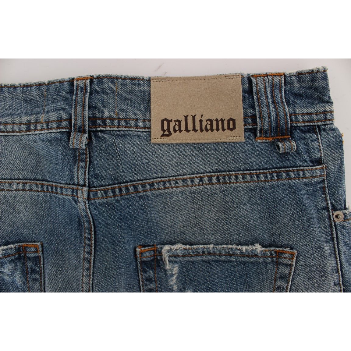 John Galliano | Blue Wash Cotton Boyfriend Fit Cropped Jeans | McRichard Designer Brands