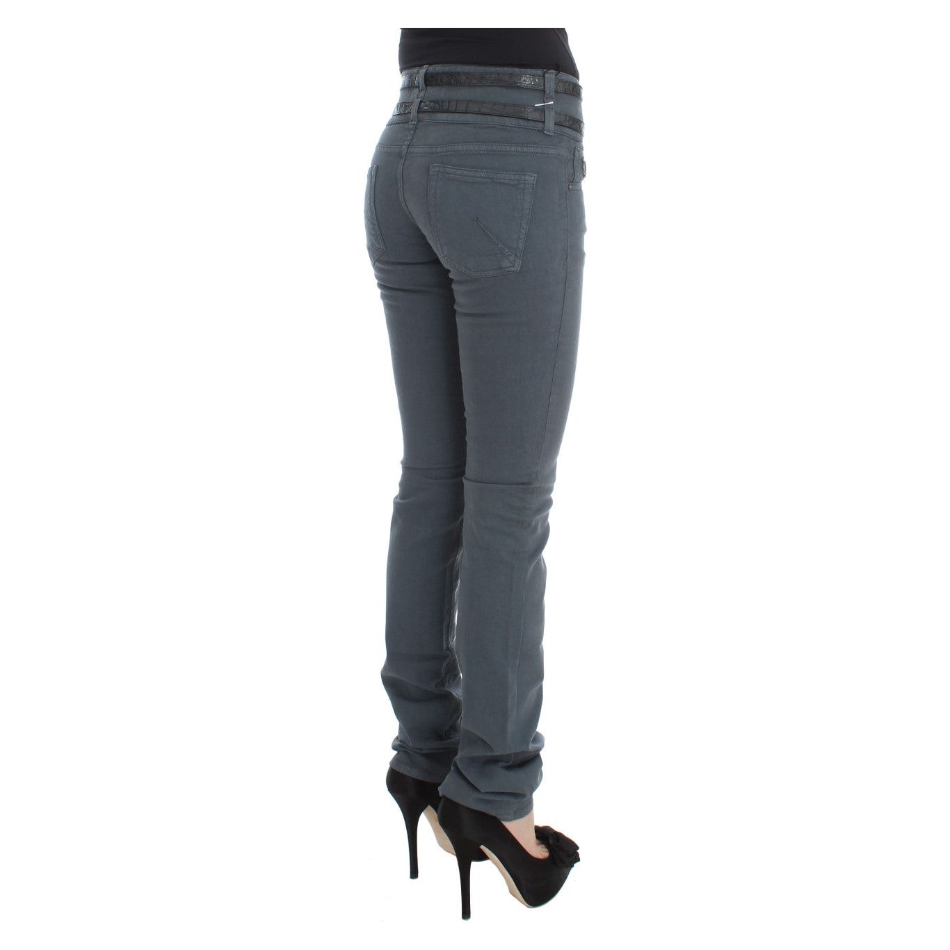 John Galliano | Blue Cotton Blend Slim Fit High Waist Jeans | McRichard Designer Brands