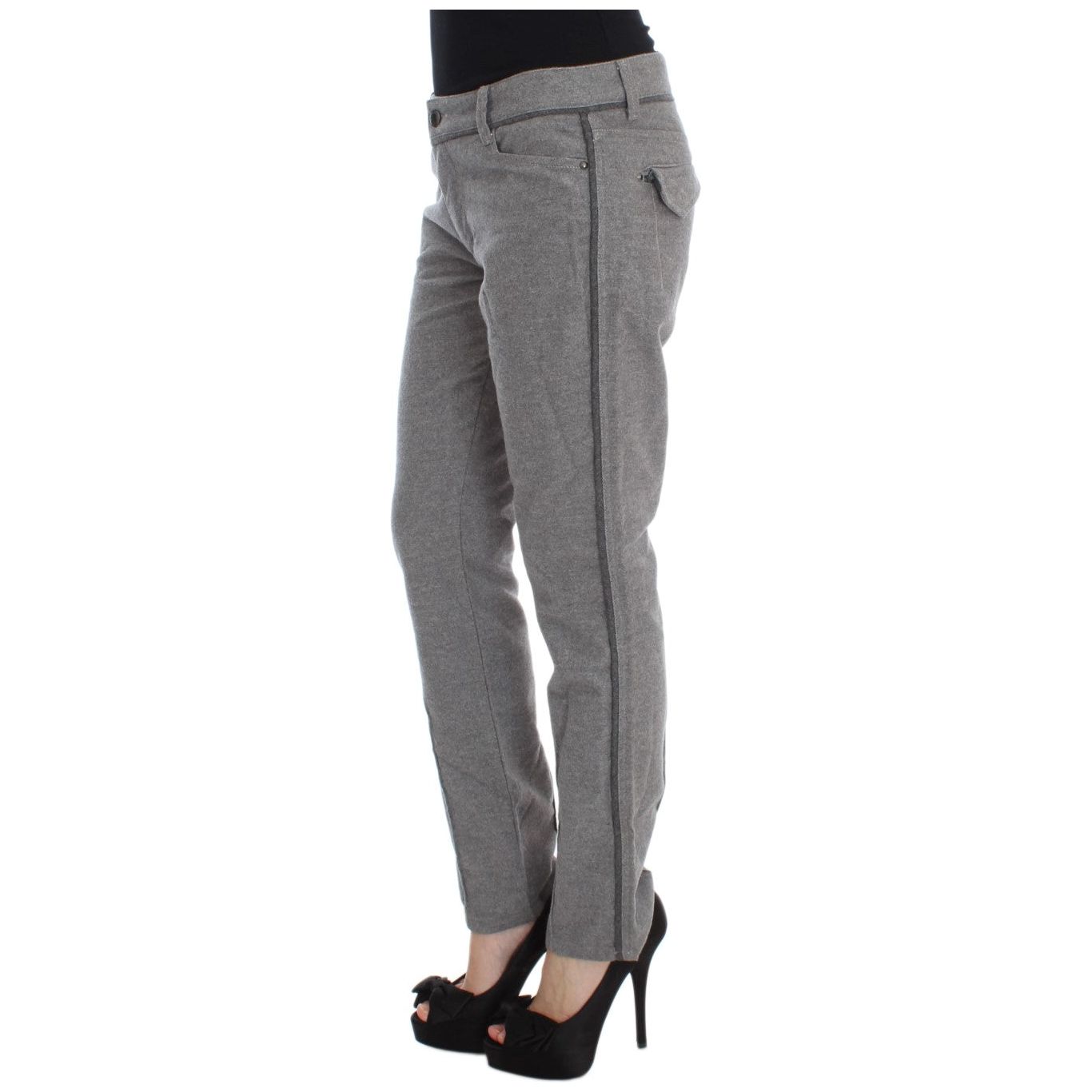 Ermanno Scervino | Gray Cotton Straight Fit Casual Pants | McRichard Designer Brands