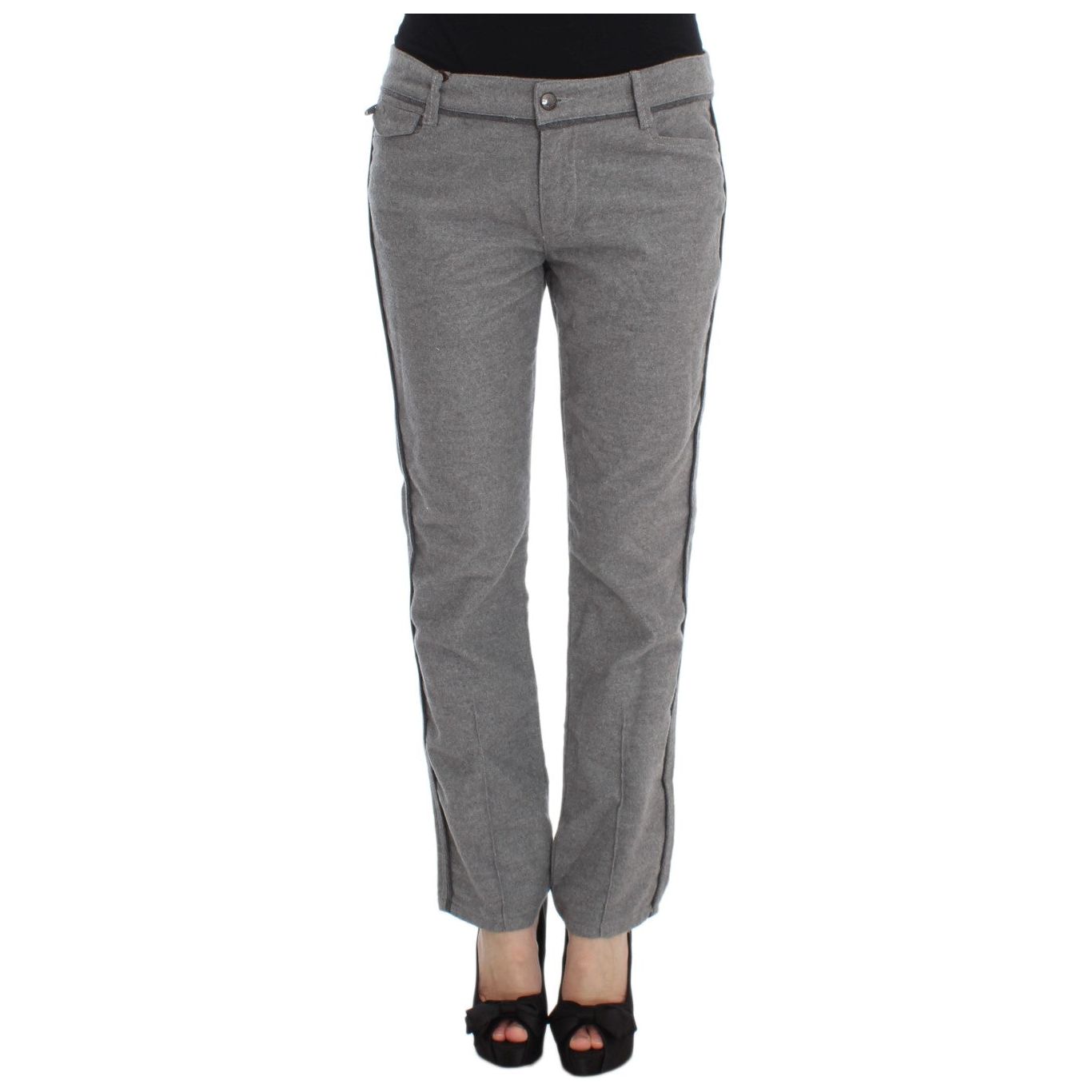 Ermanno Scervino | Gray Cotton Straight Fit Casual Pants | McRichard Designer Brands