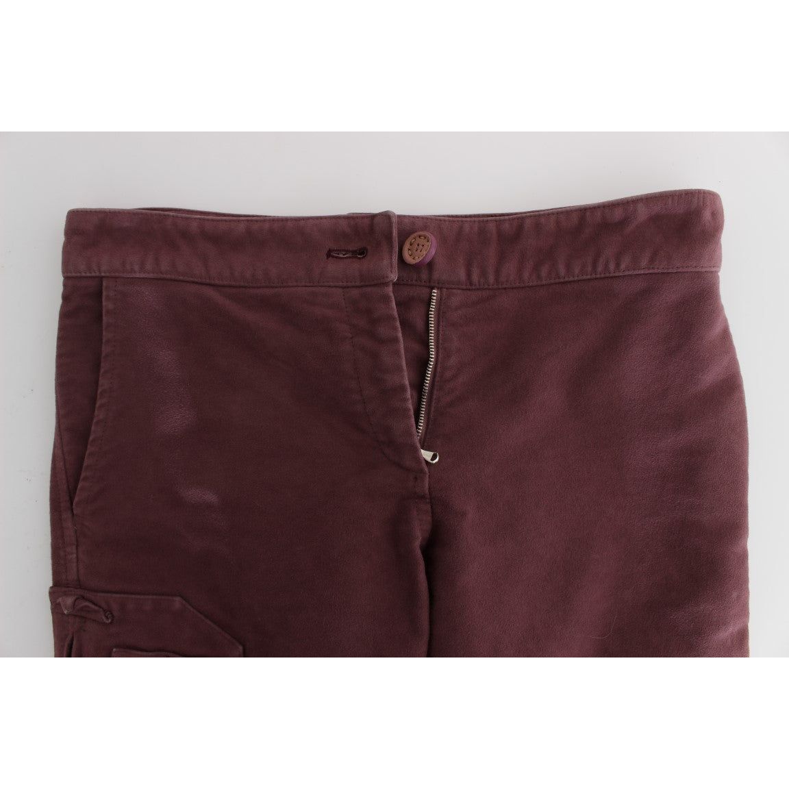Ermanno Scervino | Bordeaux Cotton Cropped Cargo Pants | McRichard Designer Brands