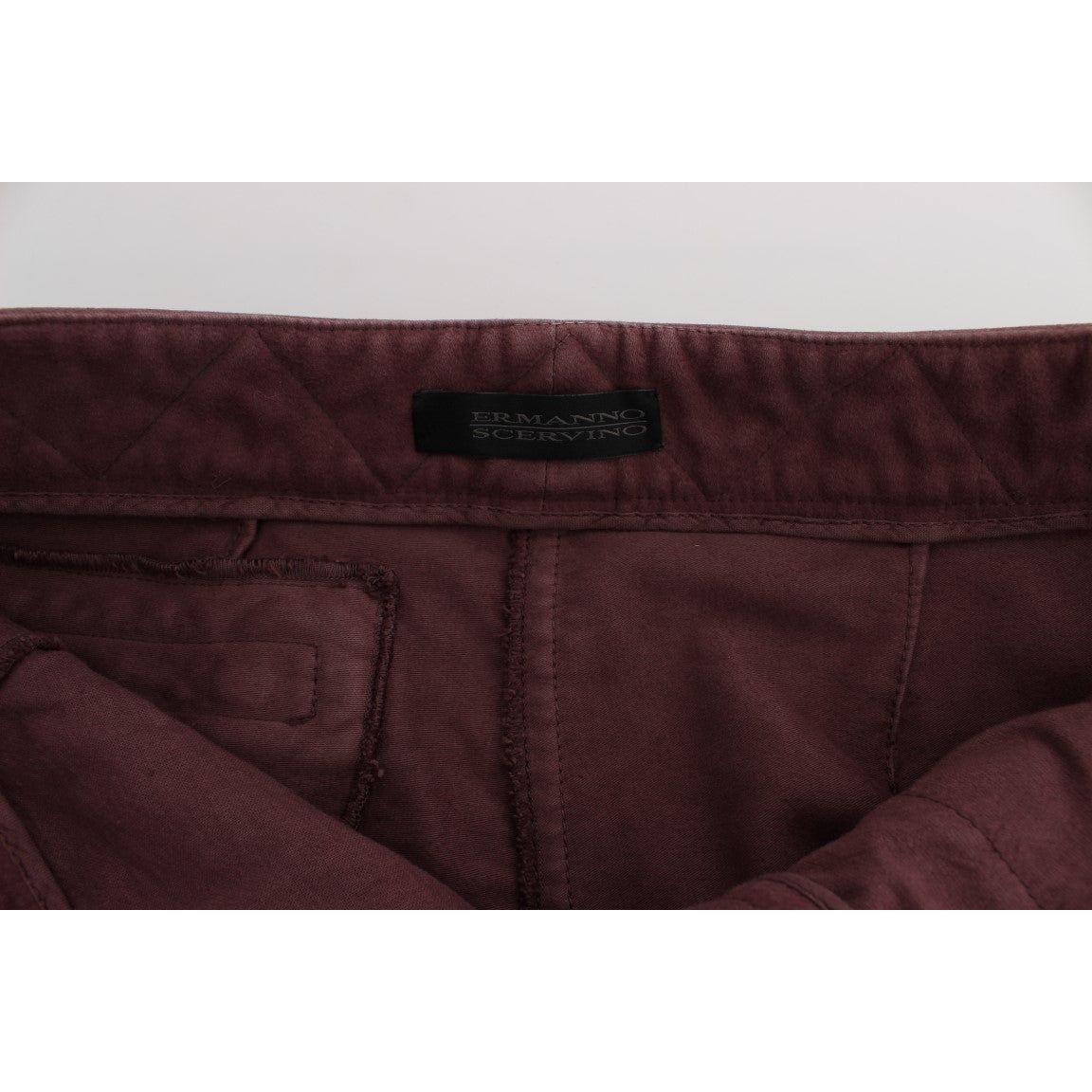 Ermanno Scervino | Bordeaux Cotton Cropped Cargo Pants | McRichard Designer Brands