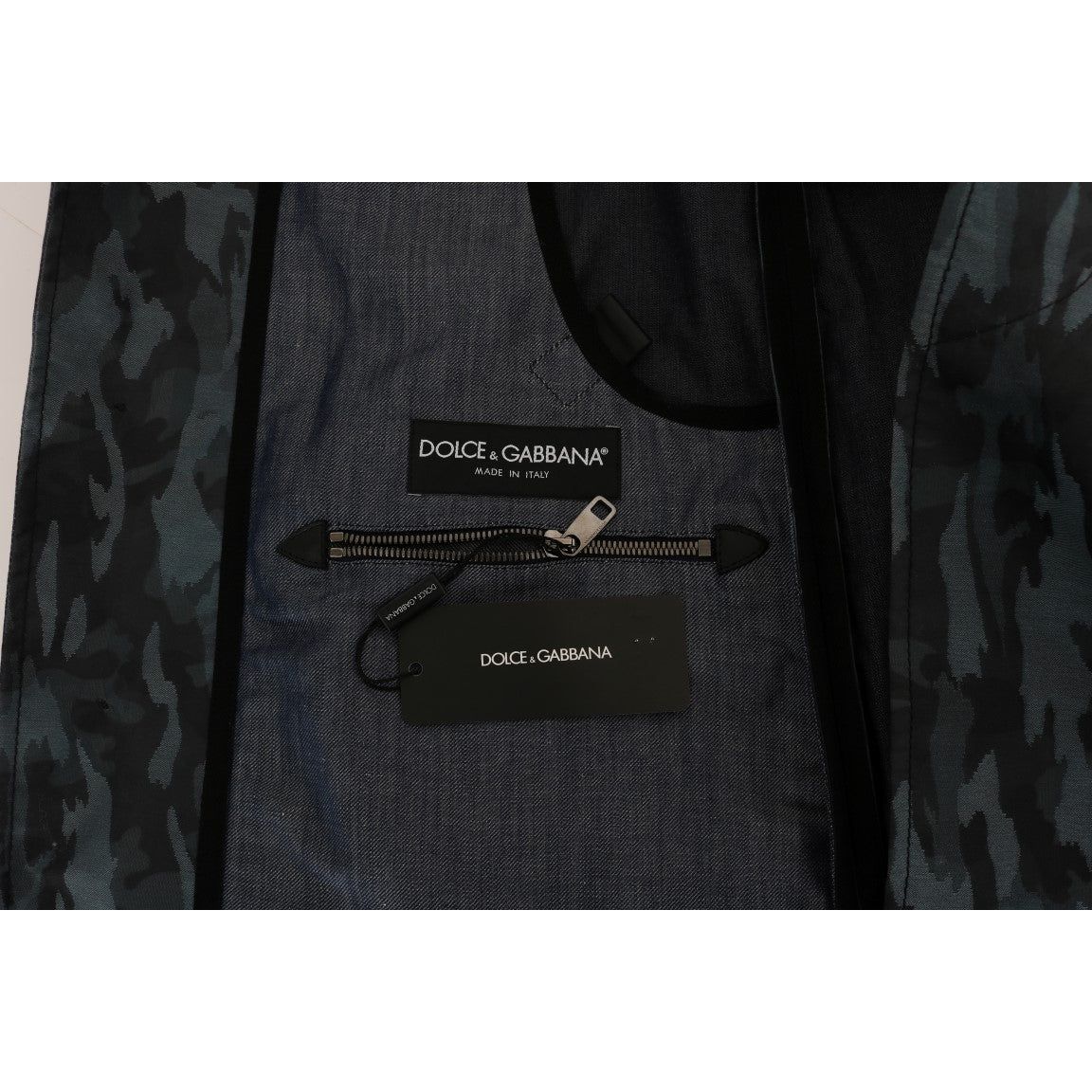 Dolce & Gabbana | Blue Camouflage Trench Trench | McRichard Designer Brands