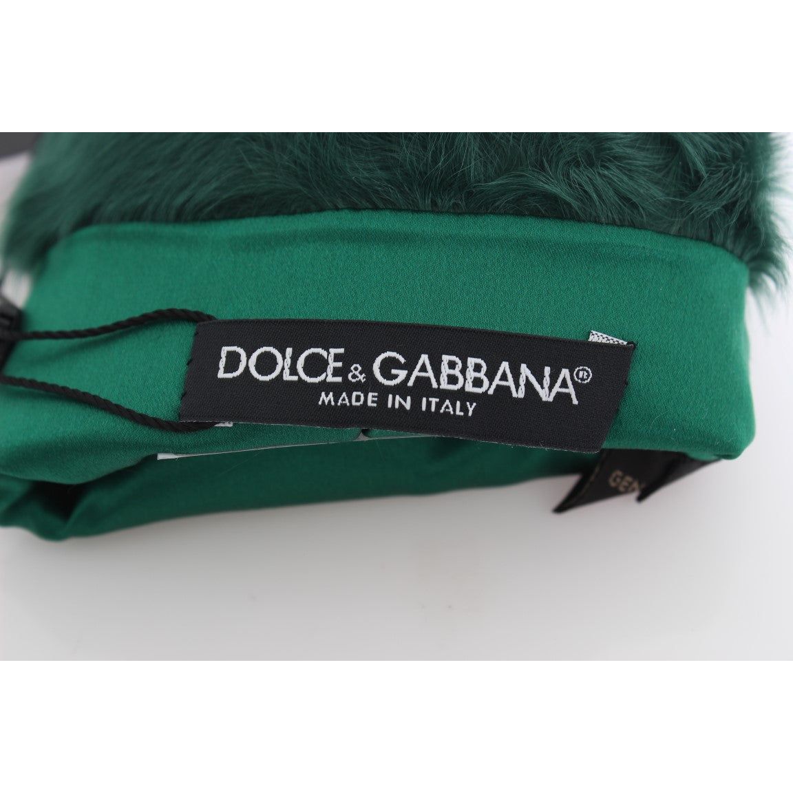 Dolce & Gabbana | Green Leather Xiangao Fur Elbow Gloves | McRichard Designer Brands