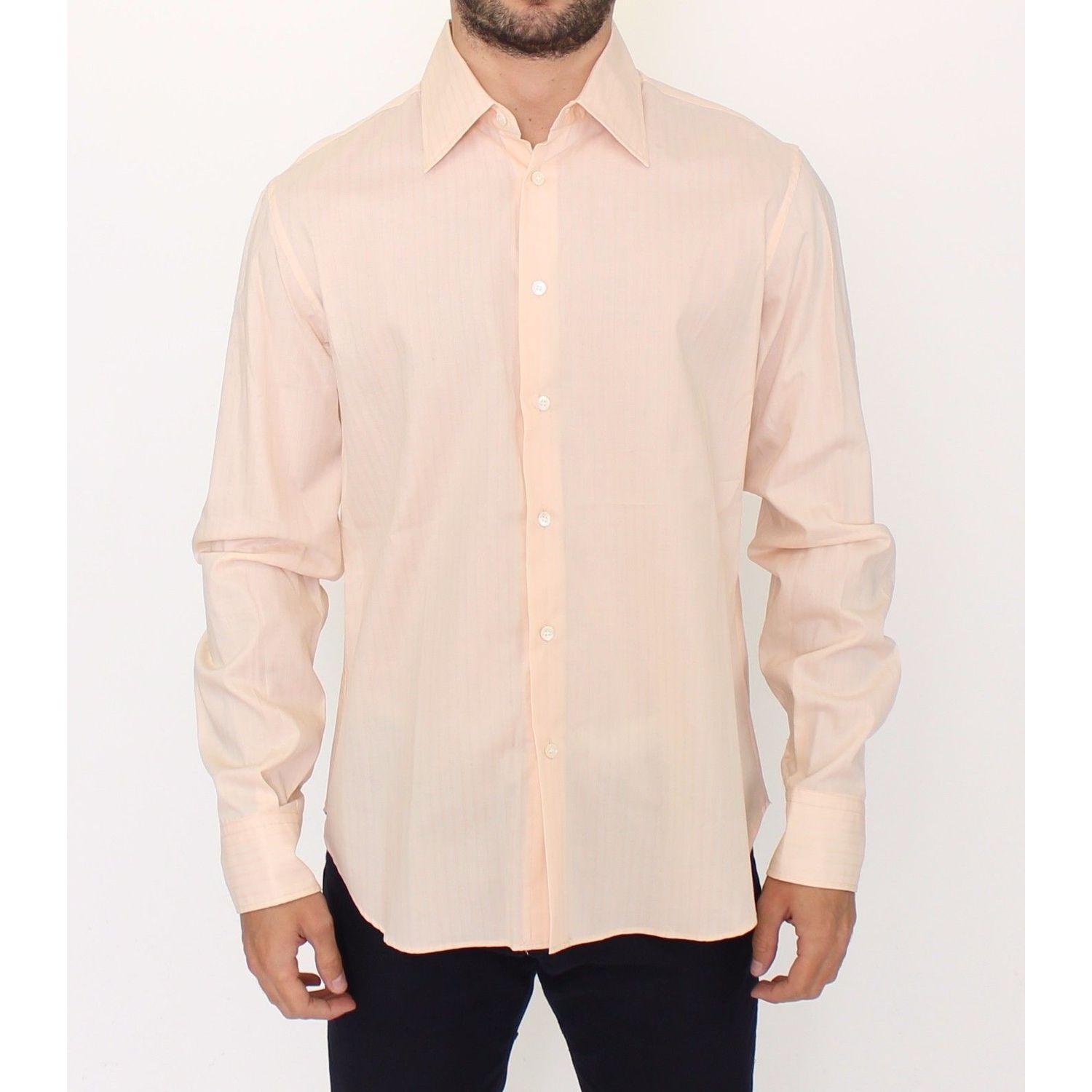 Ermanno Scervino | Orange Cotton Striped Casual Shirt Top | McRichard Designer Brands