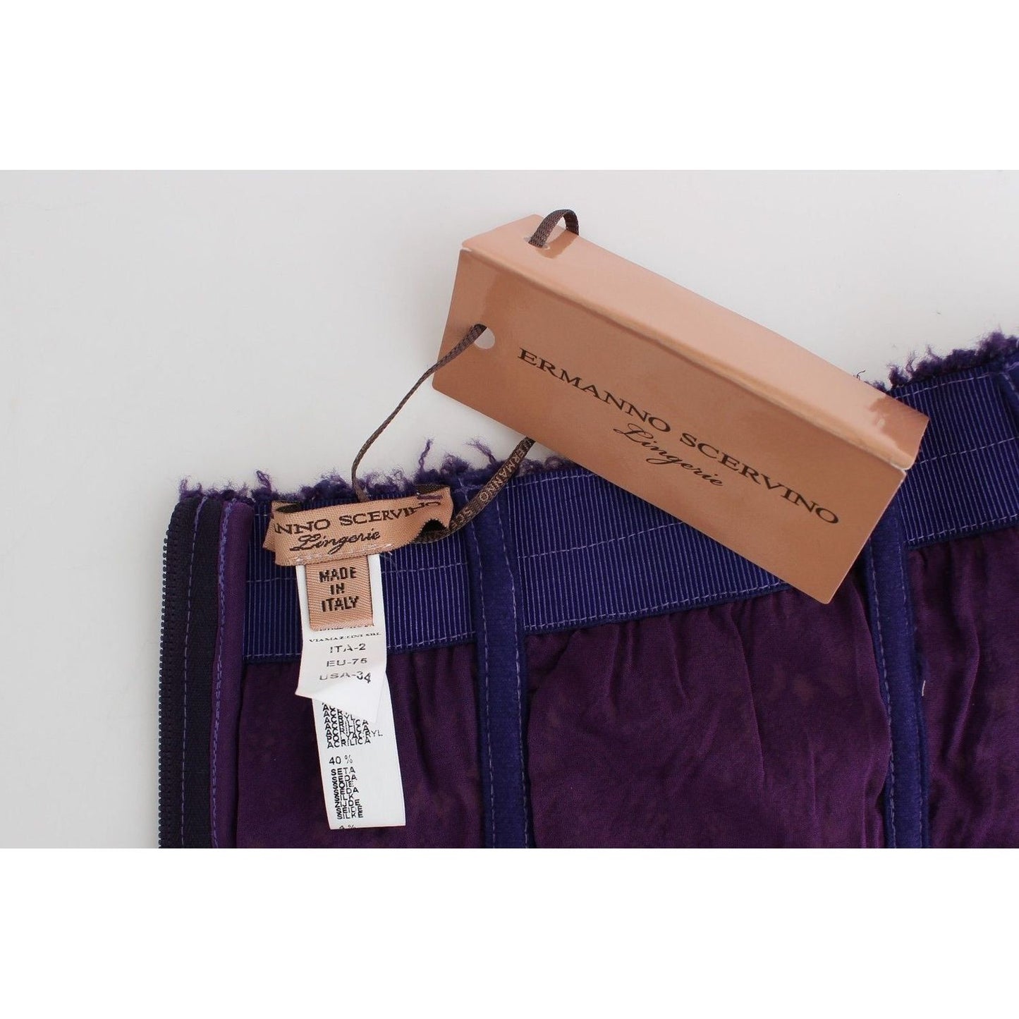 Ermanno Scervino | Lingerie Purple Corset Bustier Top Floral Lace | McRichard Designer Brands