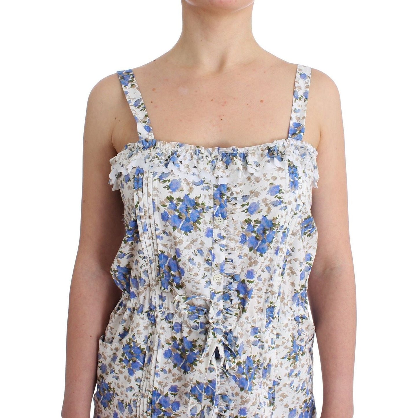 Ermanno Scervino | Beachwear Blue Floral Beach Mini Dress Short | McRichard Designer Brands