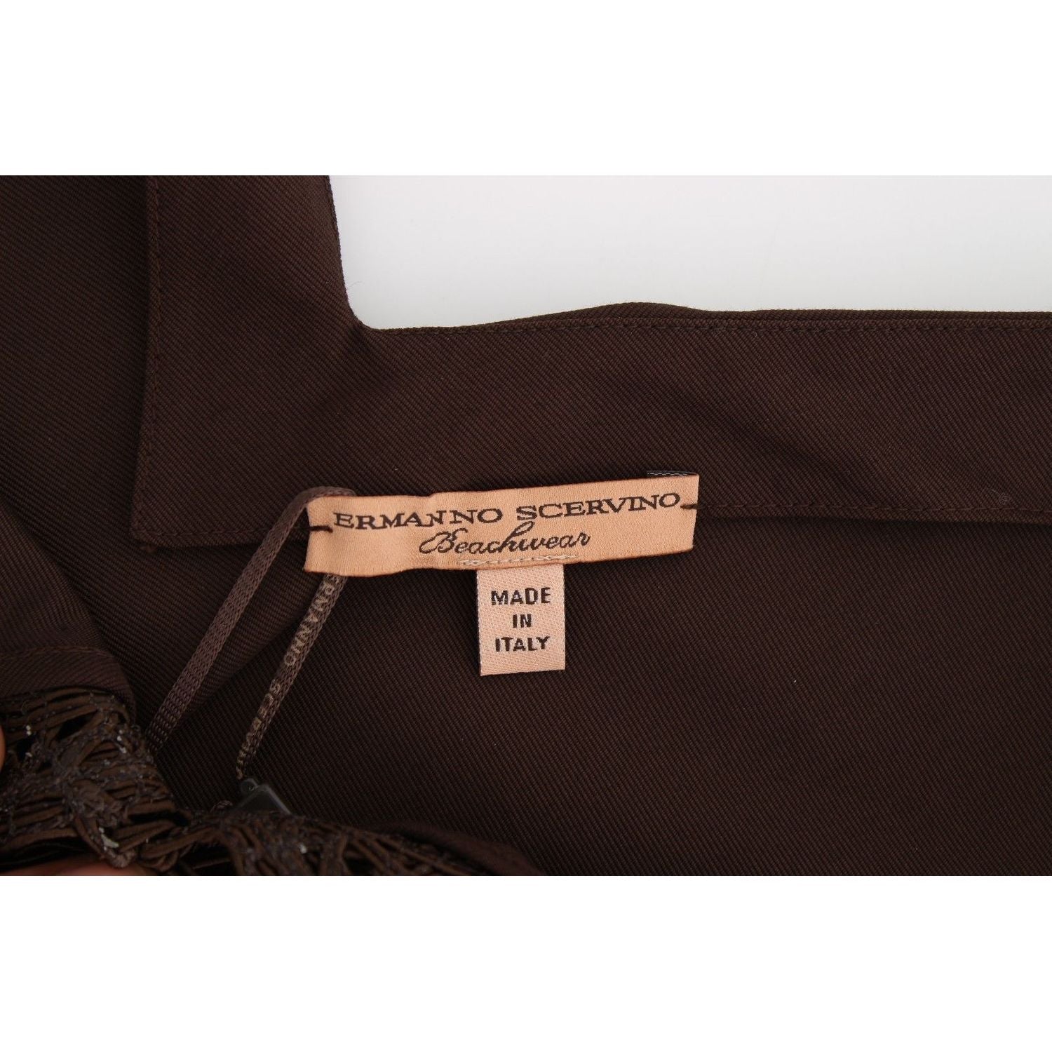 Ermanno Scervino | Beachwear Brown Cotton Stretch Tunic Dress | McRichard Designer Brands