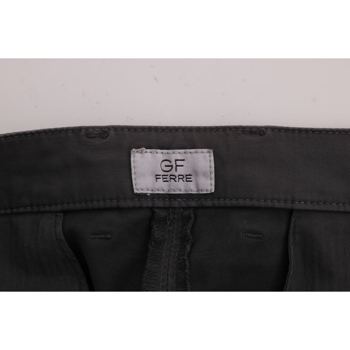 GF Ferre | Gray Cotton Stretch Chinos Pants | McRichard Designer Brands