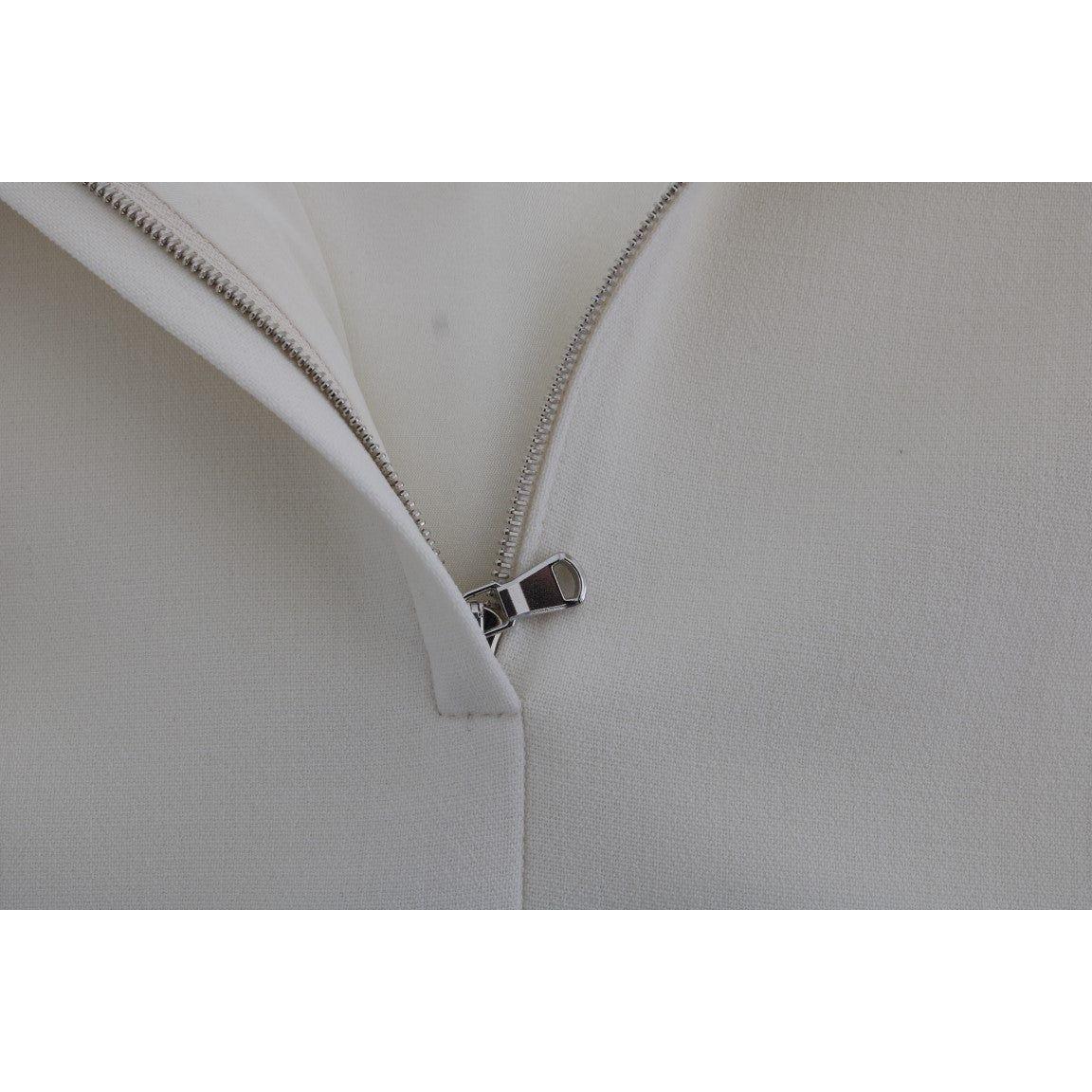 Dolce & Gabbana | White Wool Stretch Brooch Shift Dress | McRichard Designer Brands