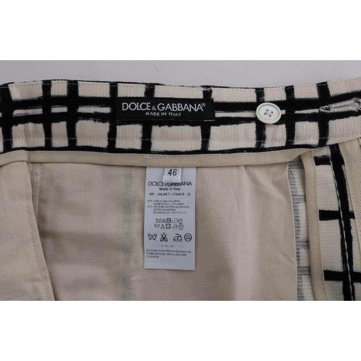 Dolce & Gabbana | White Black Striped Casual Shorts | McRichard Designer Brands