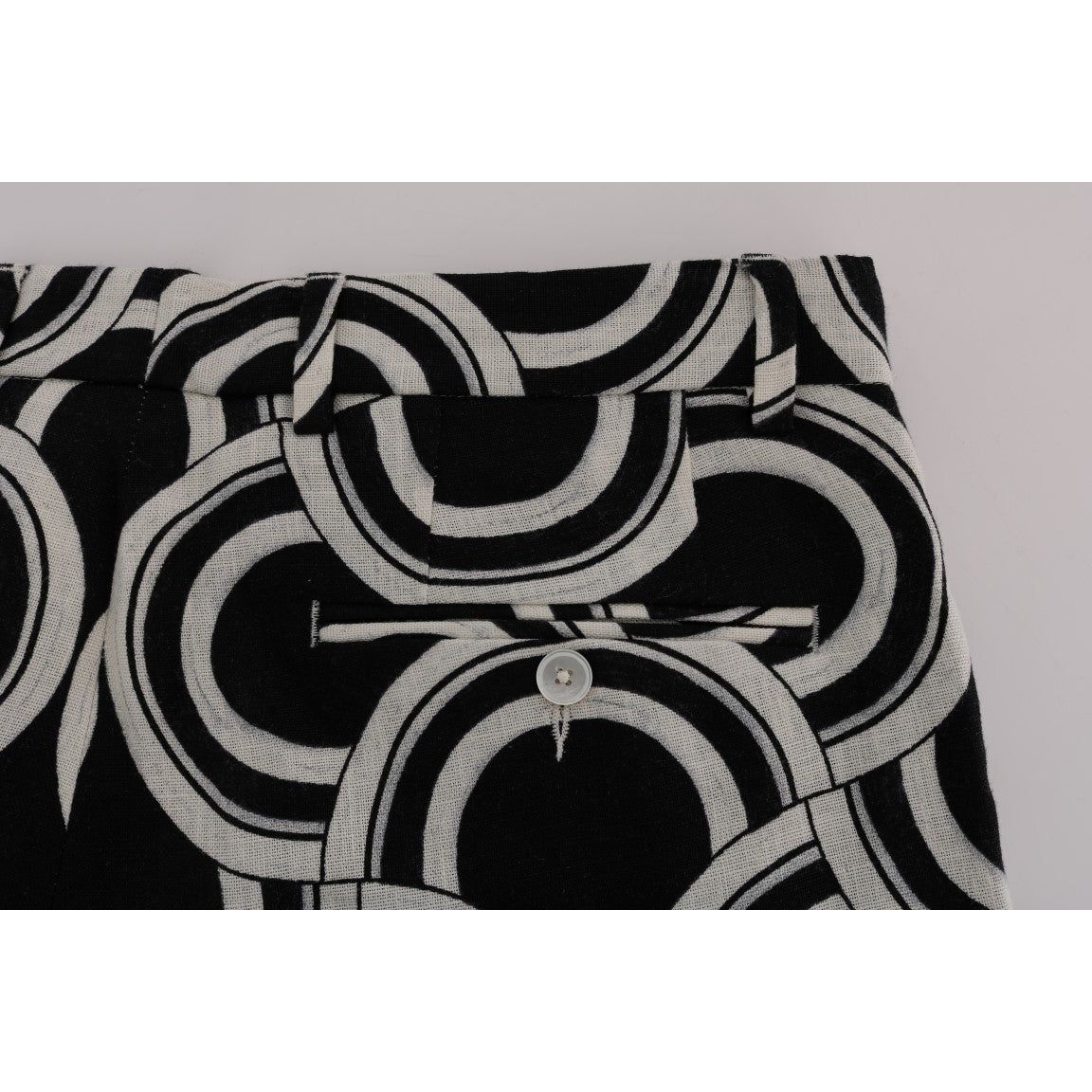 Dolce & Gabbana | Black White Pattern Linen Shorts | McRichard Designer Brands
