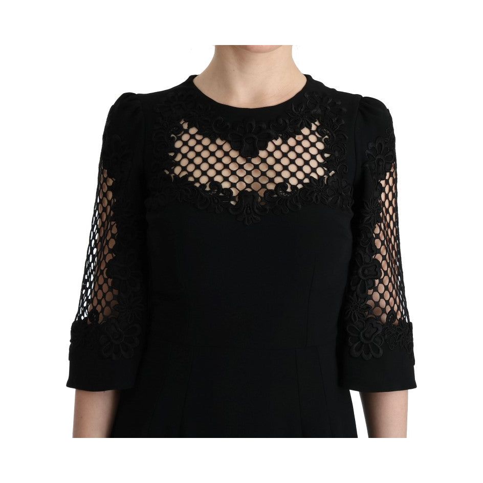 Dolce & Gabbana | Black Stretch Shift Long Maxi Dress | McRichard Designer Brands