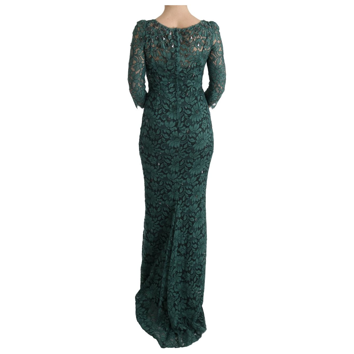 Dolce & Gabbana | Green Floral Crystal Ricamo Sheath Dress | McRichard Designer Brands