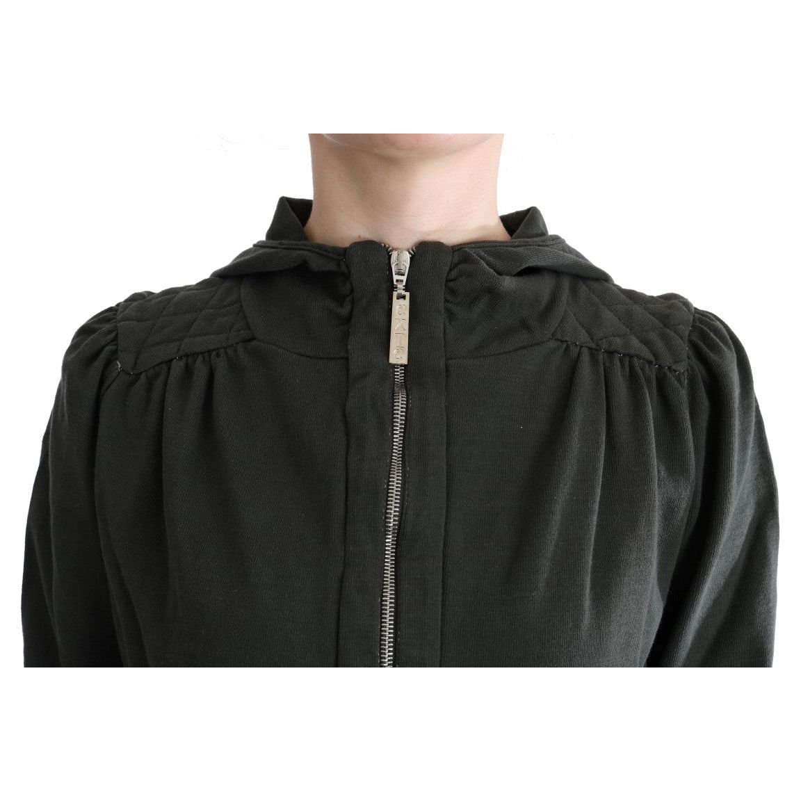 Exte | Gray Top Hooded Cotton Zipper Sweater | McRichard Designer Brands