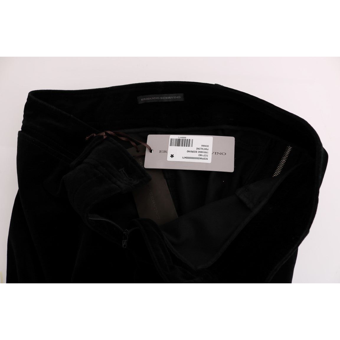 Ermanno Scervino | Black Viscose Blend Velvet Cropped Pants | McRichard Designer Brands