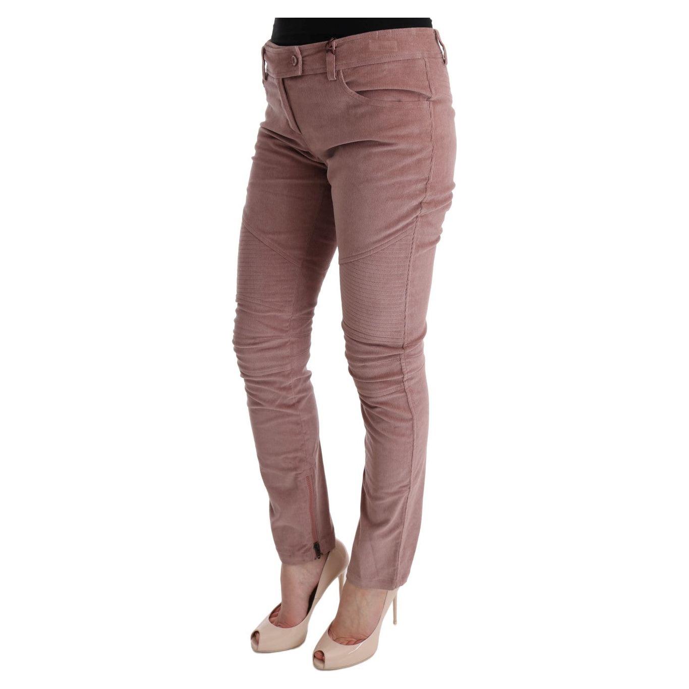 Ermanno Scervino | Pink Velvet Cropped Casual Pants | McRichard Designer Brands