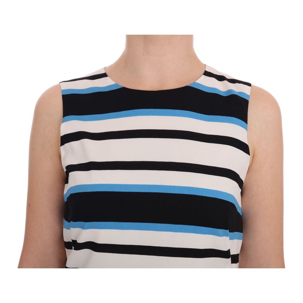 Dolce & Gabbana | Blue White Striped Silk Stretch Shift Dress | McRichard Designer Brands