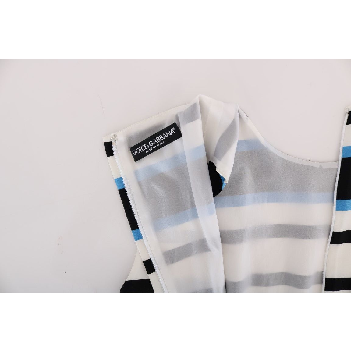 Dolce & Gabbana | Blue White Striped Silk Stretch Shift Dress | McRichard Designer Brands
