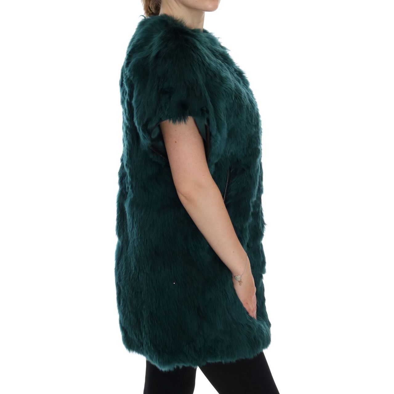 Dolce & Gabbana | Green Alpaca Fur Vest Sleeveless Jacket | McRichard Designer Brands