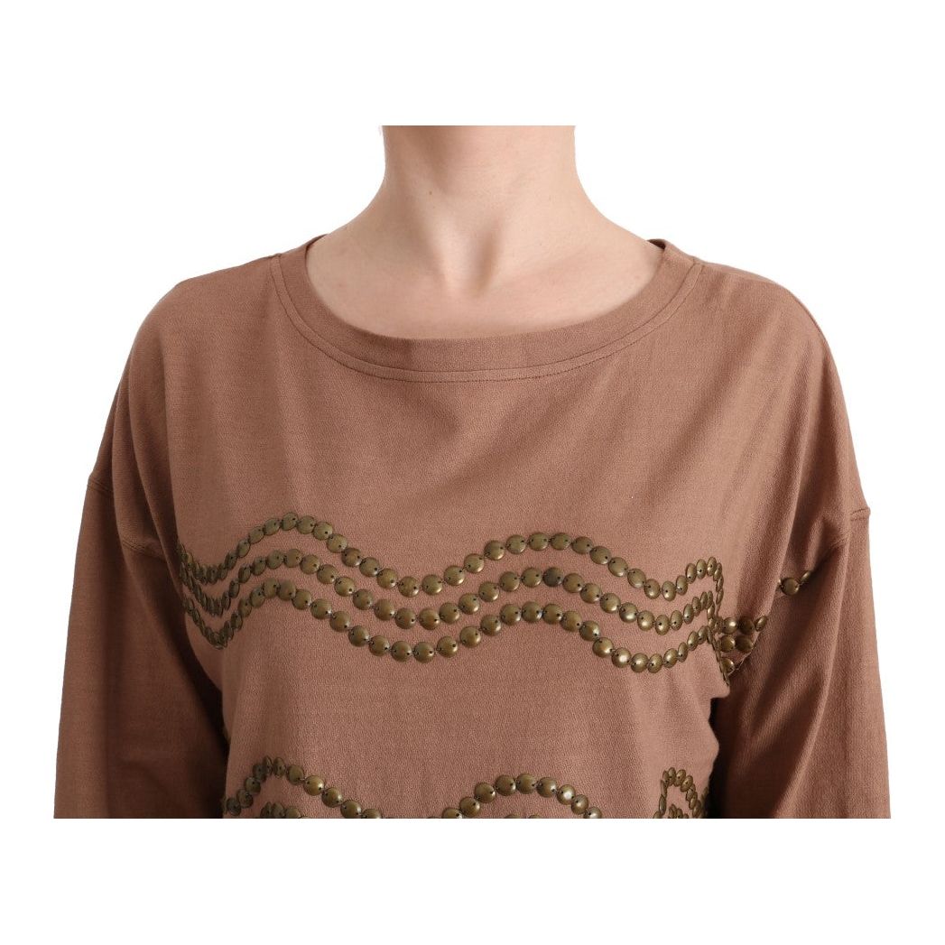 John Galliano | Brown Cotton Studded Sweater | McRichard Designer Brands