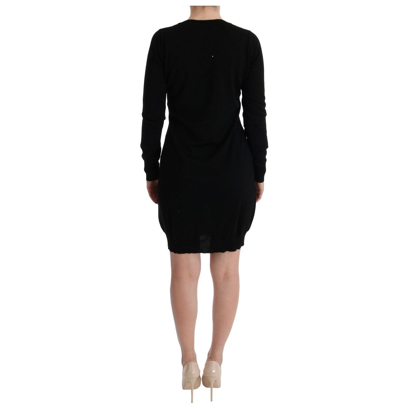 MARGHI LO' | Black Wool Long Sleeve Shift Dress | McRichard Designer Brands