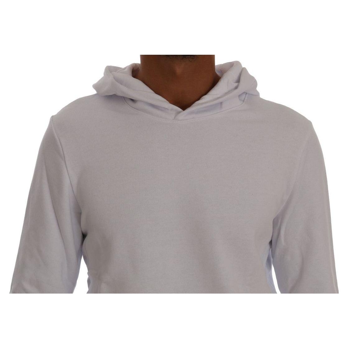 Daniele Alessandrini | White Pullover Hodded Cotton Sweater | McRichard Designer Brands