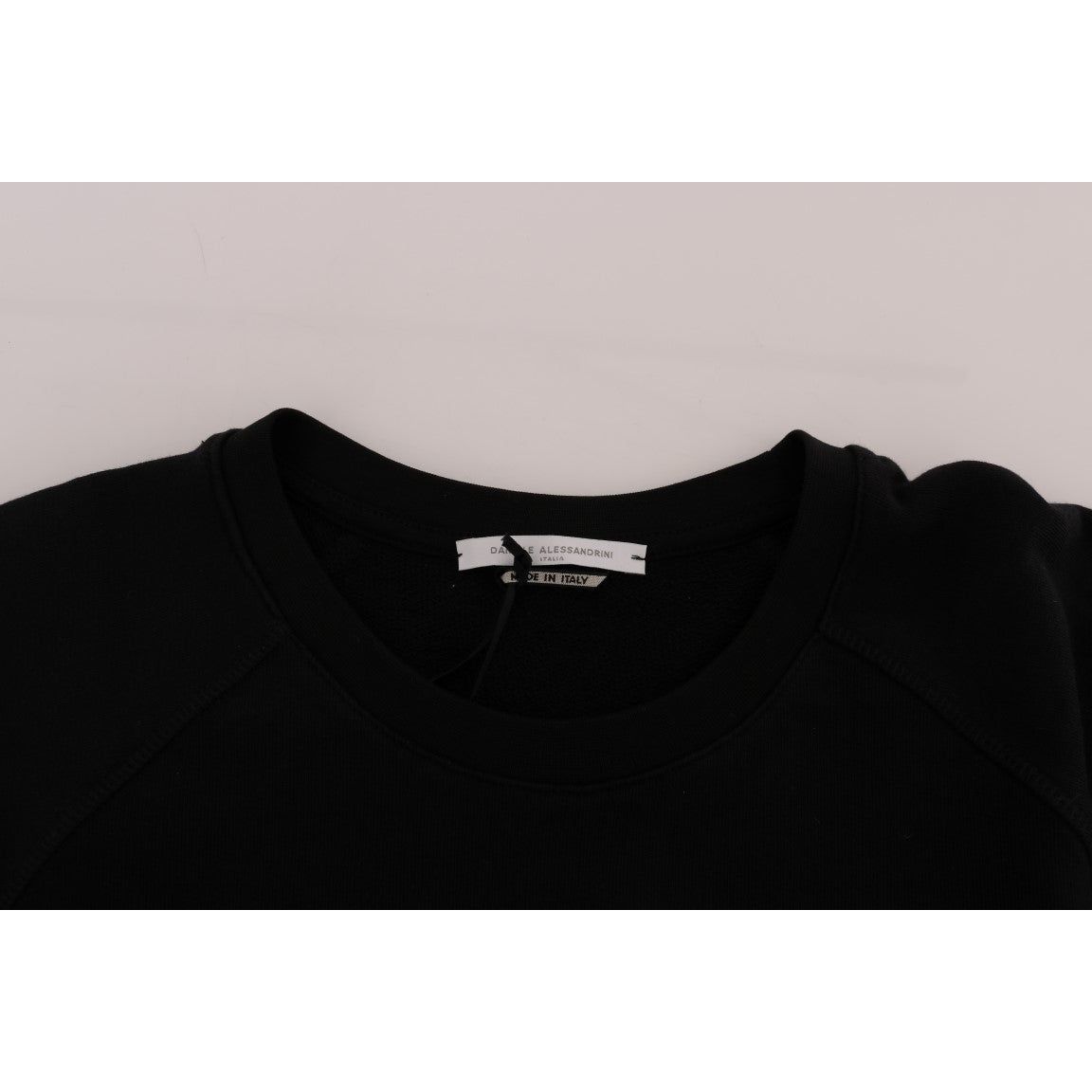 Daniele Alessandrini | Black Crewneck Cotton Pullover Sweater | McRichard Designer Brands