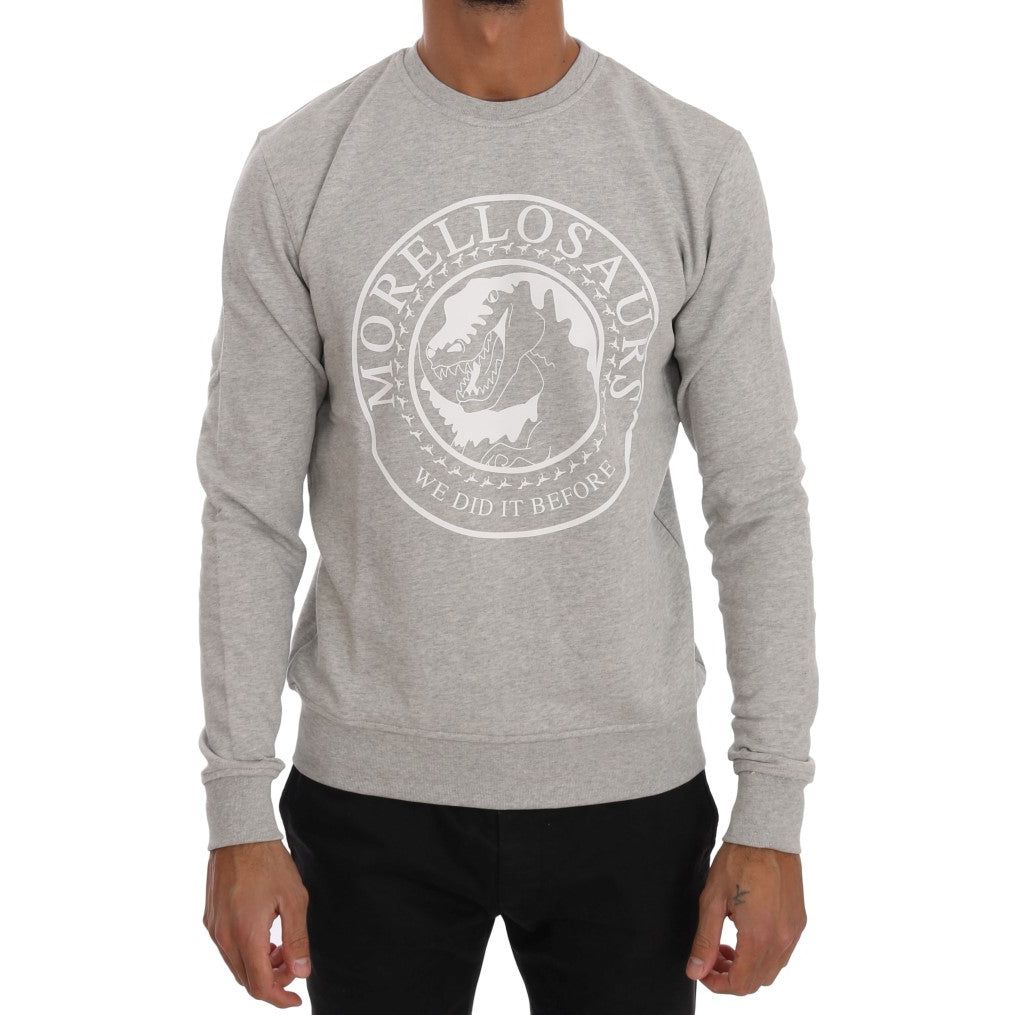 Frankie Morello | Gray Cotton Crewneck Pullover Sweater | McRichard Designer Brands