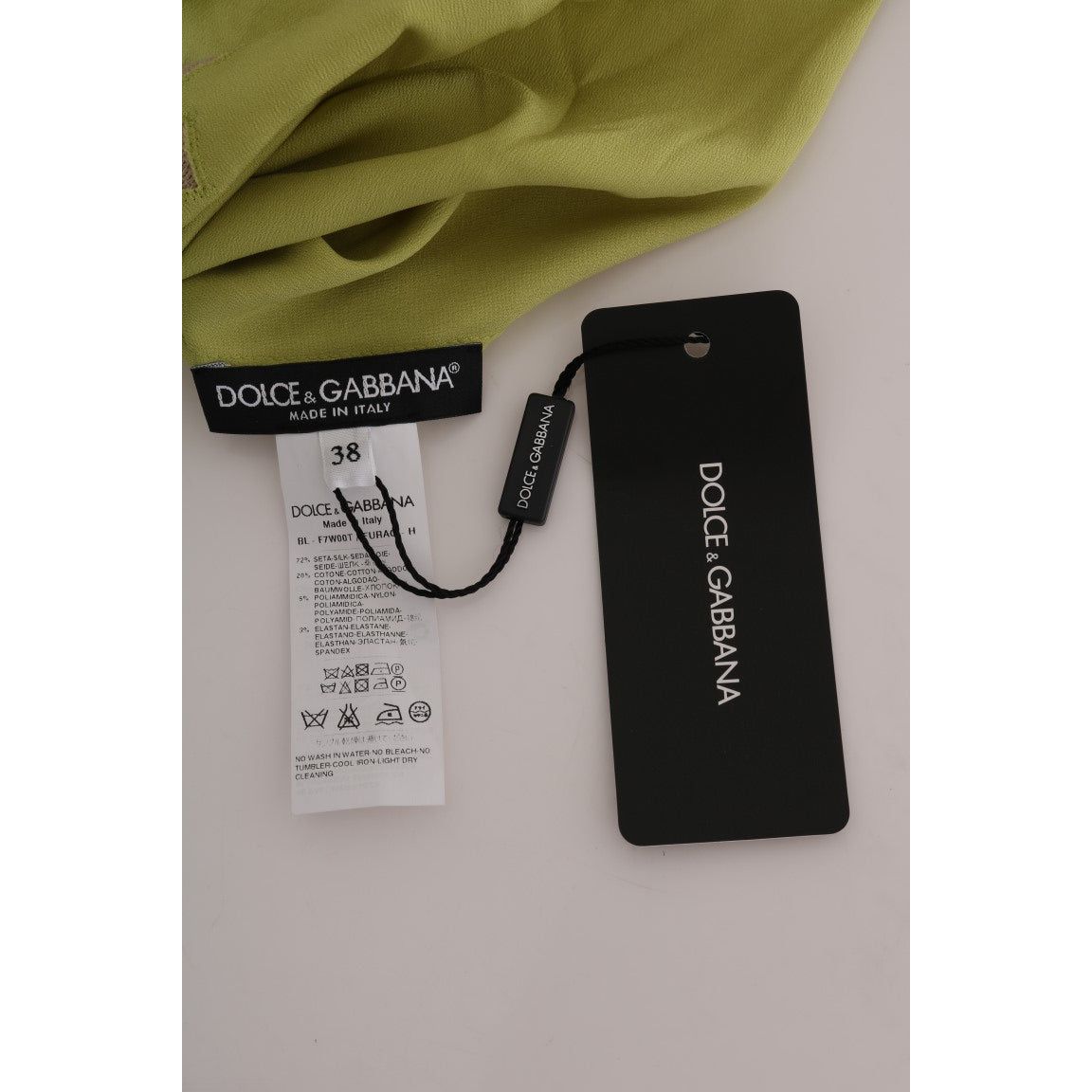 Dolce & Gabbana | Green Silk Stretch Blouse Top | McRichard Designer Brands