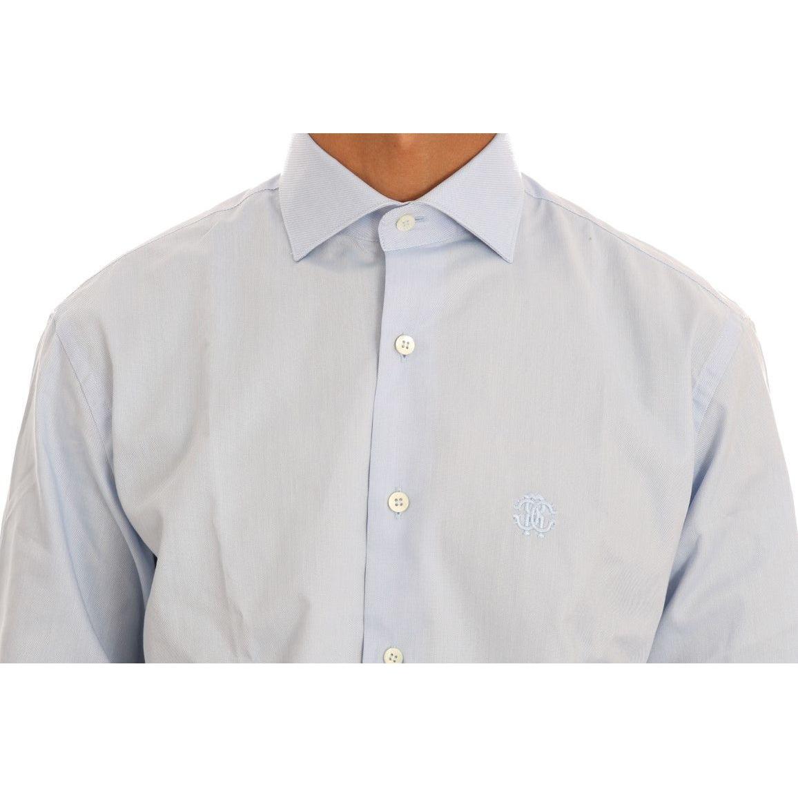Cavalli | Light Blue Cotton Slim Fit Dress Shirt | McRichard Designer Brands