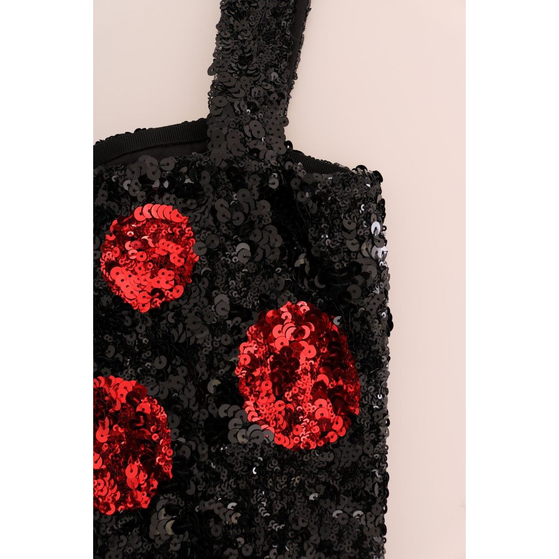 Dolce & Gabbana | Black Red Polka Sequined Shift Dress | McRichard Designer Brands