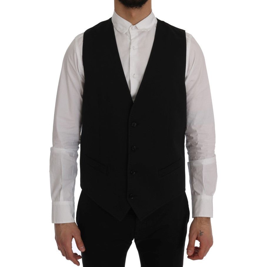 Dolce & Gabbana | Black STAFF Cotton Vest | McRichard Designer Brands