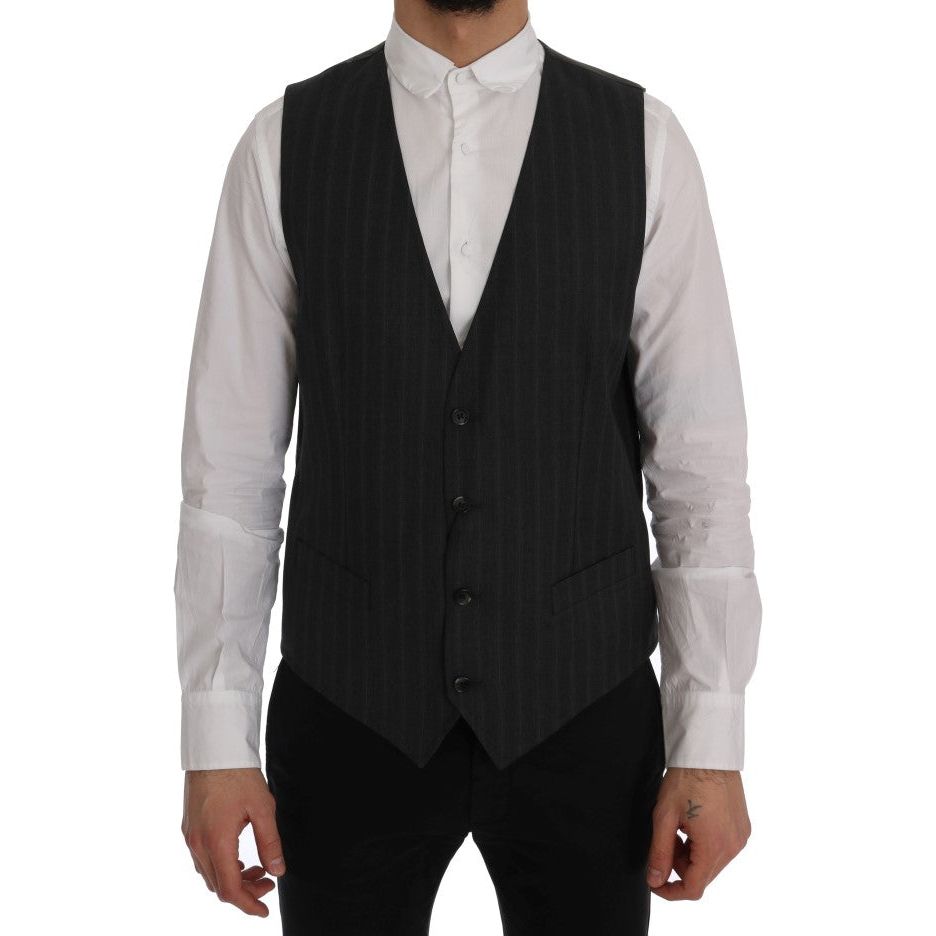 Dolce & Gabbana | Gray STAFF Wool Stretch Vest | McRichard Designer Brands