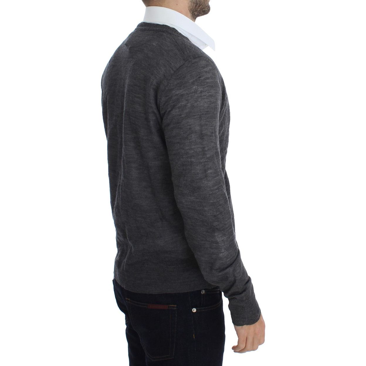 Costume National | Gray Wool Button Cardigan Sweater | McRichard Designer Brands