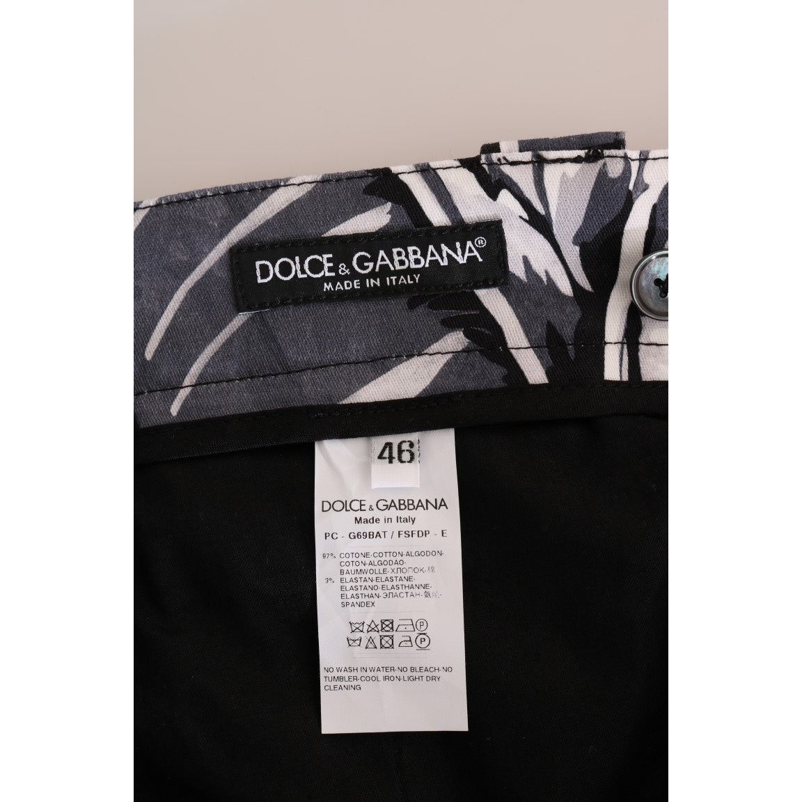 Dolce & Gabbana | Gray Banana Leaf Cotton Pants | McRichard Designer Brands