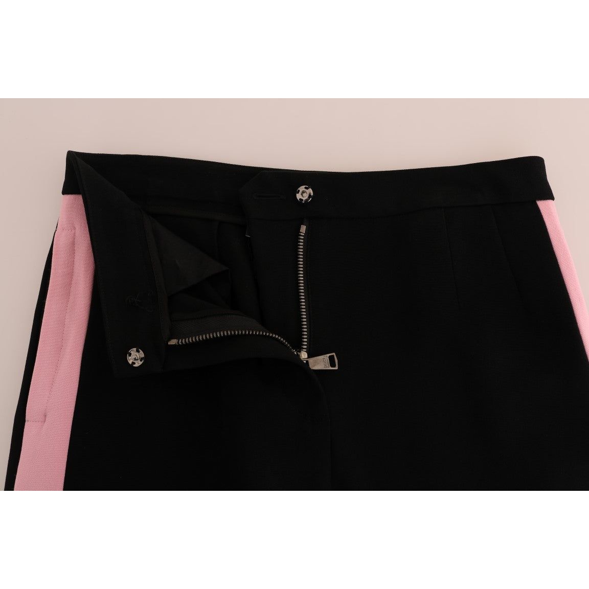 Dolce & Gabbana | Black Stretch Pink Stripes Capri Pants | McRichard Designer Brands