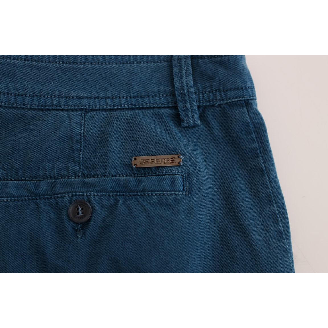 GF Ferre | Blue Cotton Straight Fit Chinos | McRichard Designer Brands