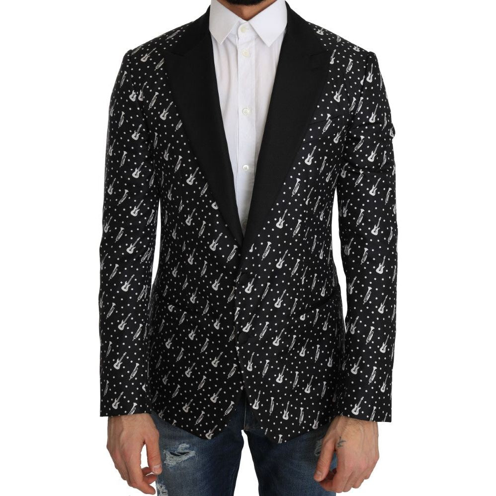 Dolce & Gabbana | Black Silk Jazz Guitar Blazer Jacket | McRichard Designer Brands